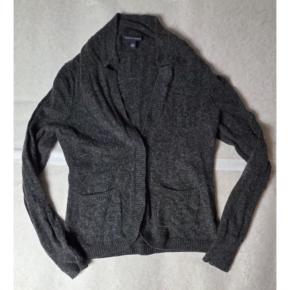 Banana Republic Cardigan/Sweater Blazer COZY M Wool Cashmere Modal Charcoal Gray